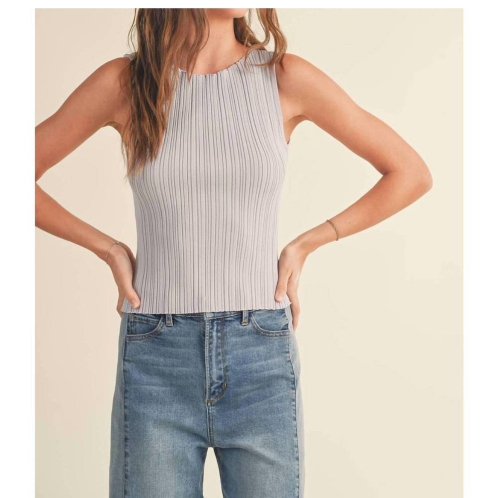 NEW MIOU MUSE viscose ribbed top in cream NEW Size Small